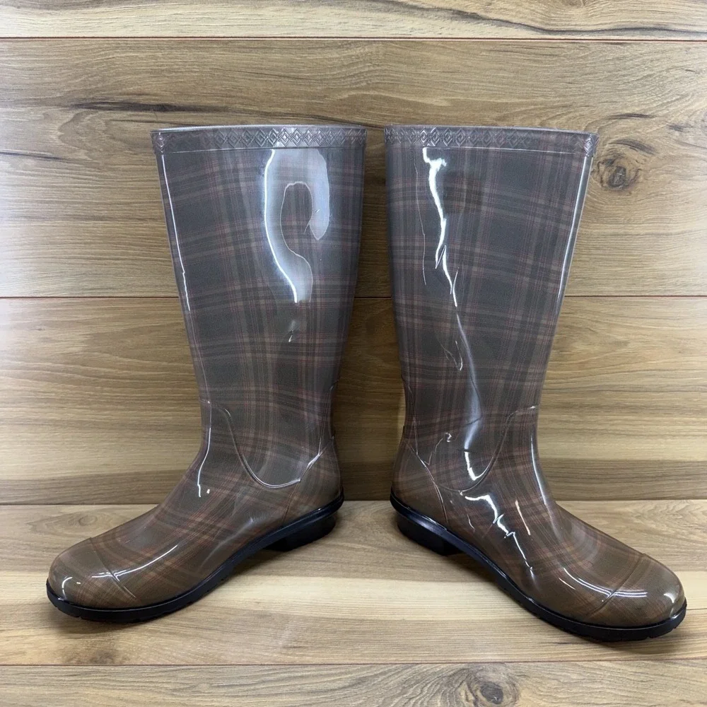 UGG Shaye Rain Boots Womens 6 Plaid Waterproof Rall Rubber Festival‎ Slip On